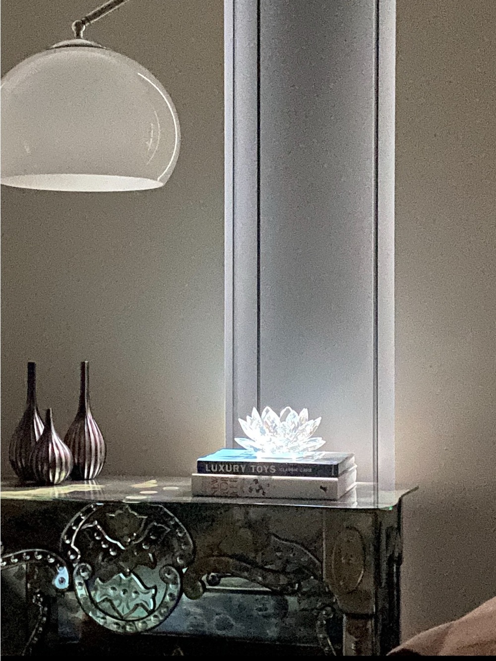 Large 9" Godinger Shannon Crystal Lotus Candle Holder